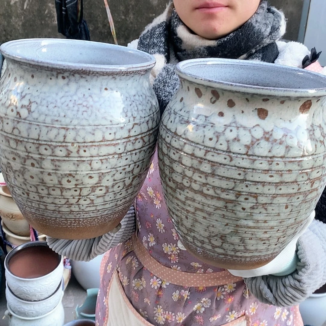 紫砂花盆瑕疵口17高21瑕疵