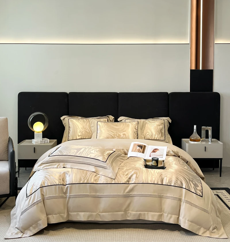 高端轻奢提花贡缎四件套床单床笠款床上用品