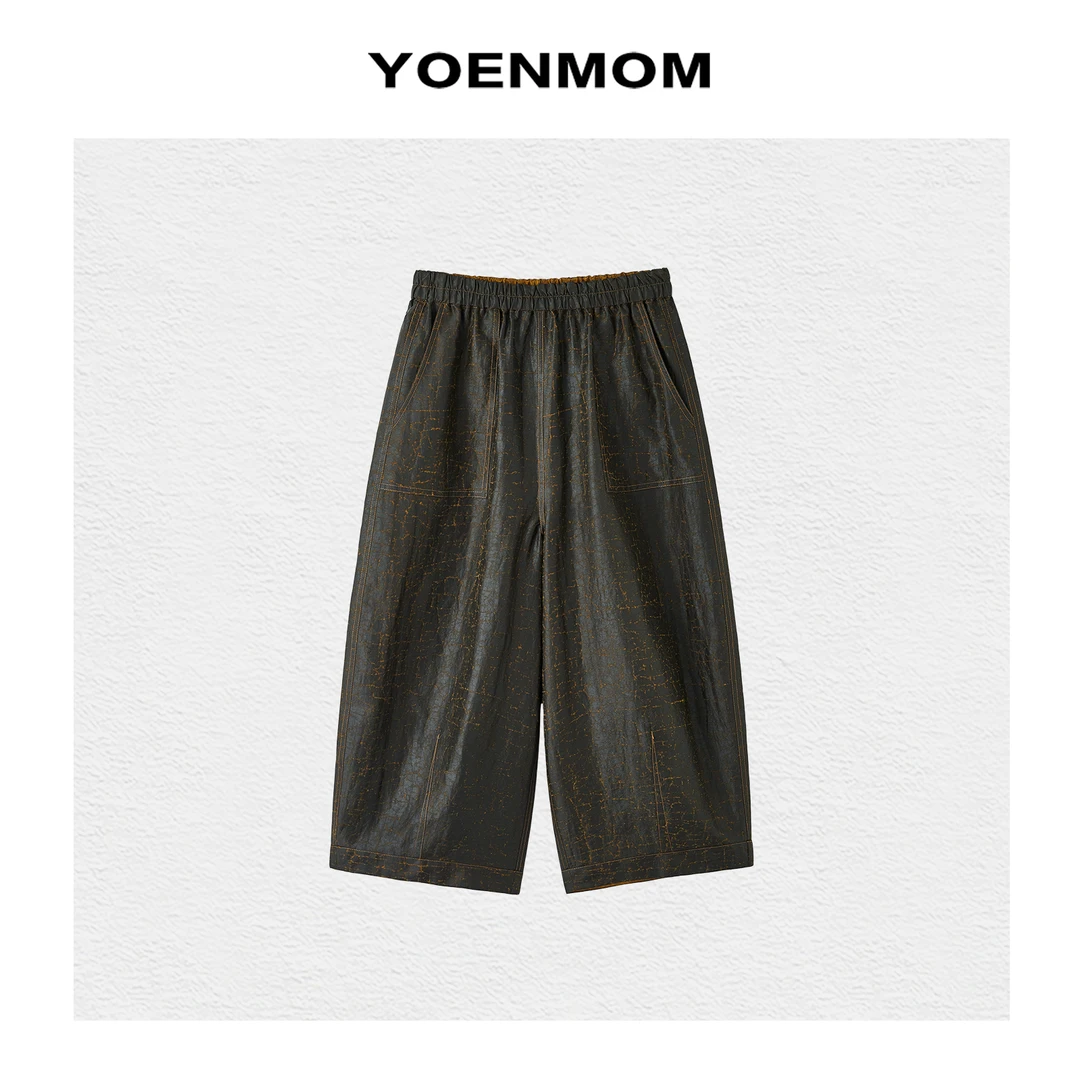 YOENMOM·苍野悠悠·100桑蚕丝裂纹香云纱高级老钱腔调感阔腿裤