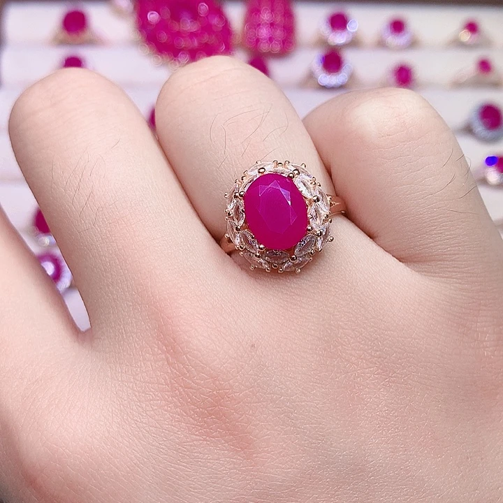 银S925镶嵌戒指红宝石