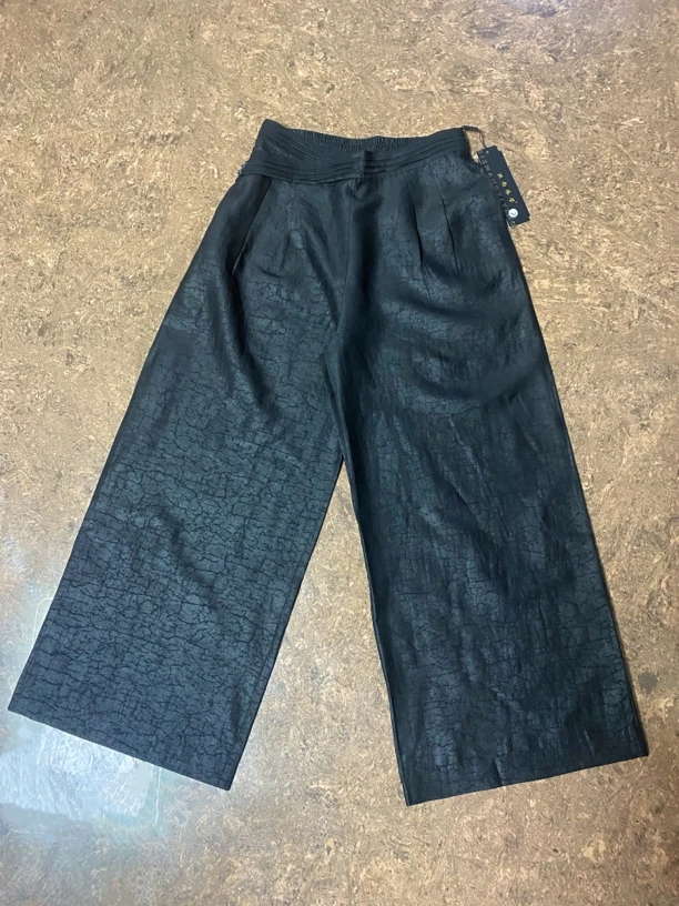 黑色香云纱龟纹阔腿裤简约时尚百搭女前平后松紧腰SY-22017