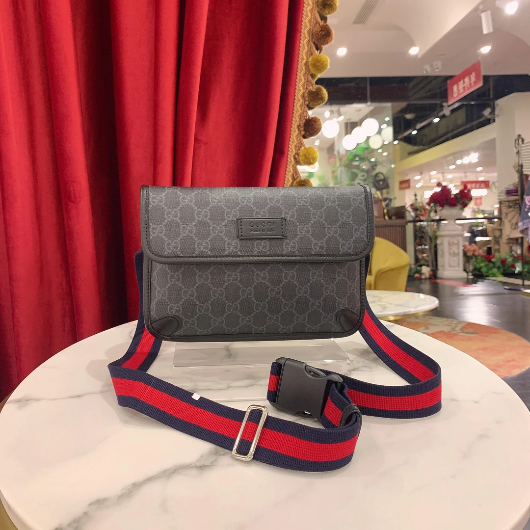 95新 GUCCI/古驰 GGS古驰双G黑色腰包26974085