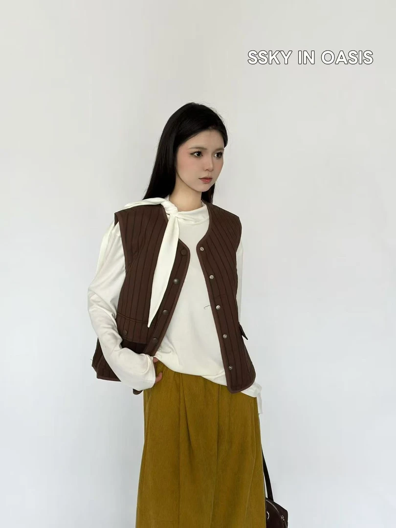IN OASIS 马甲加棉好叠穿复古小众设计感0732