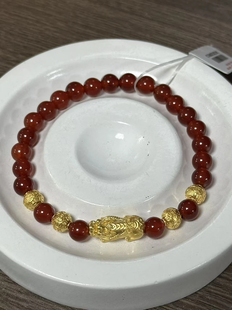 【足金999】卡6钱币貔貅+4颗钱币转运珠