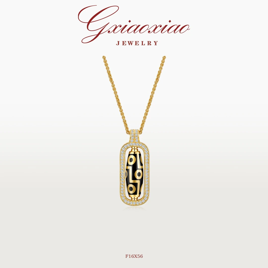 G XIAOXIAO 镀K金  新中式气质复古高级感九眼项链 F16X56