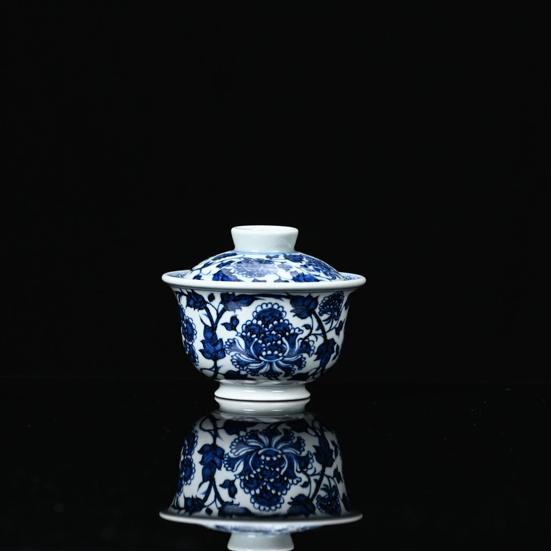 9【YC205】盛世牡丹元宝盖碗