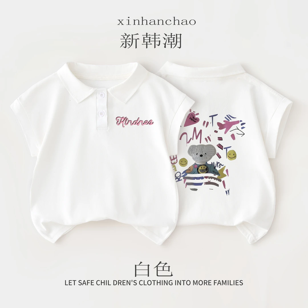新款日韩童装夏季棉质纯棉舒适POLOT恤2025女童polo衫女童