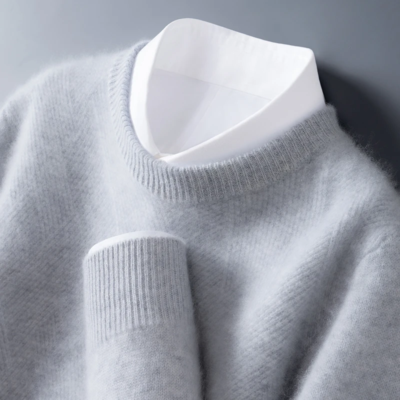 冬季菱形羊毛衫男士半高领加厚毛衣青年商务针织羊毛衫纯色打底衫