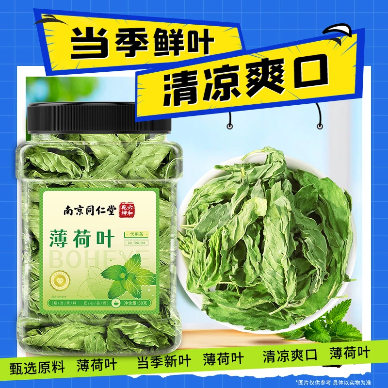 南京同仁堂 精选薄荷叶茶泡水清凉花草养生茶罐装丽天承