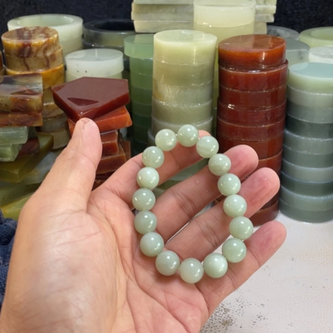 【闪购商品】未镶嵌蛇纹石玉珠宝半成品