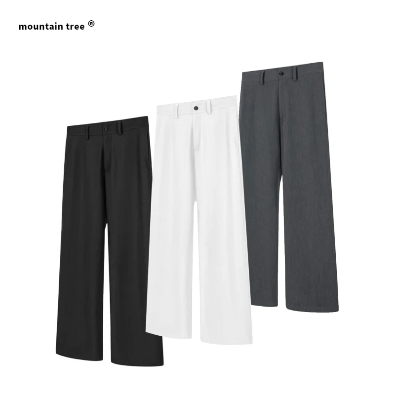 mountain tree重磅tr混纺垂感A字直筒宽松休闲通勤西裤长裤男简约