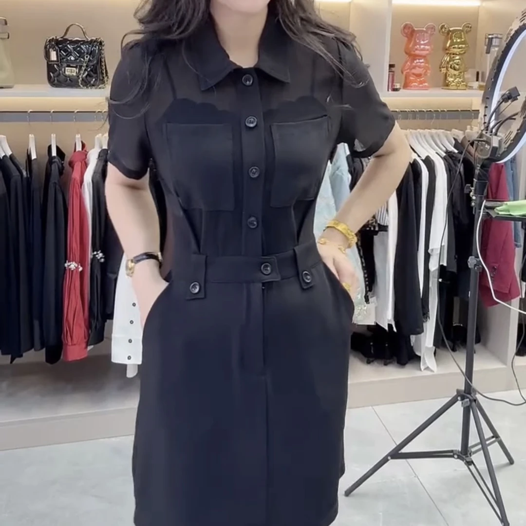 新款气质收腰显瘦微透连衣裙