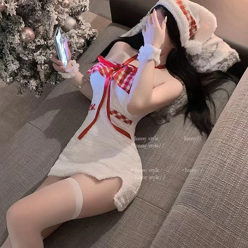 【纤纤学妹】圣诞可爱装丝质连衣裙甜美性感新年礼服