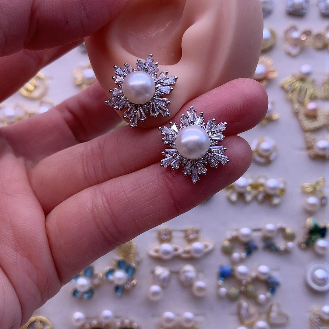 淡水珍珠耳饰合金