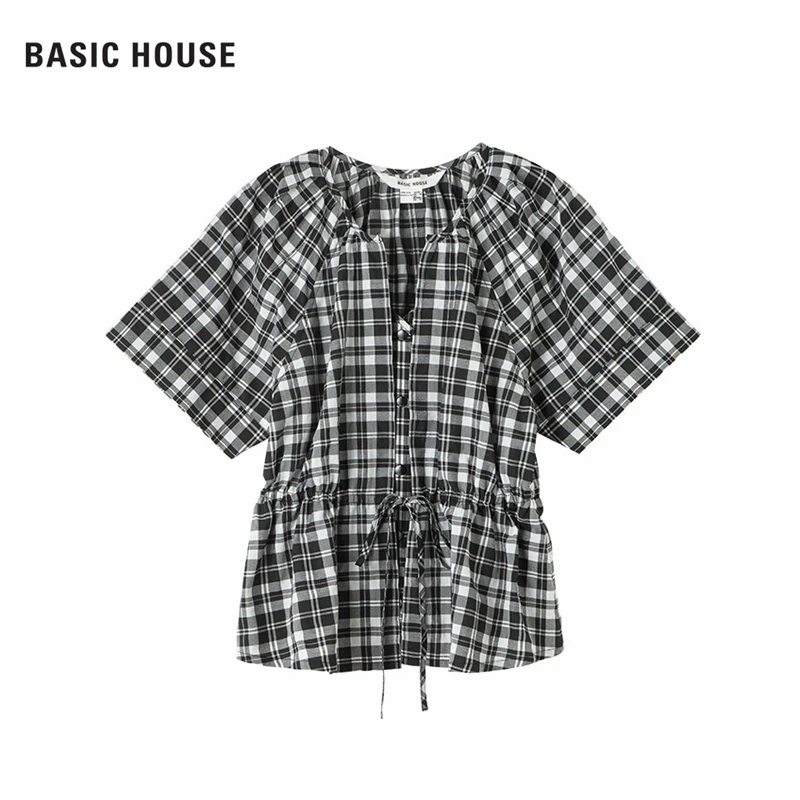 Basic House/百家好时尚百搭女式衬衫BJ2409-HVBL321PBK