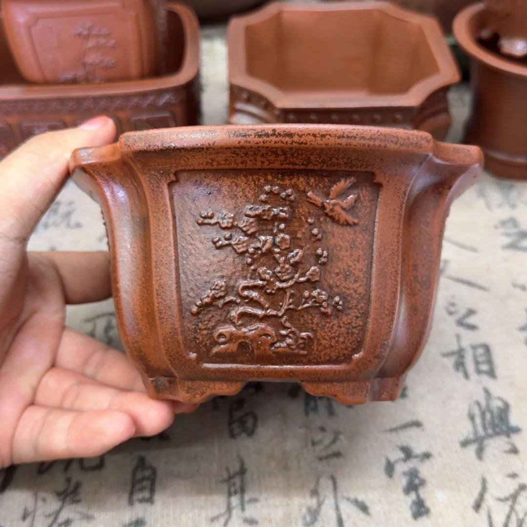 紫砂花盆14x7.5内经紫砂花盆
