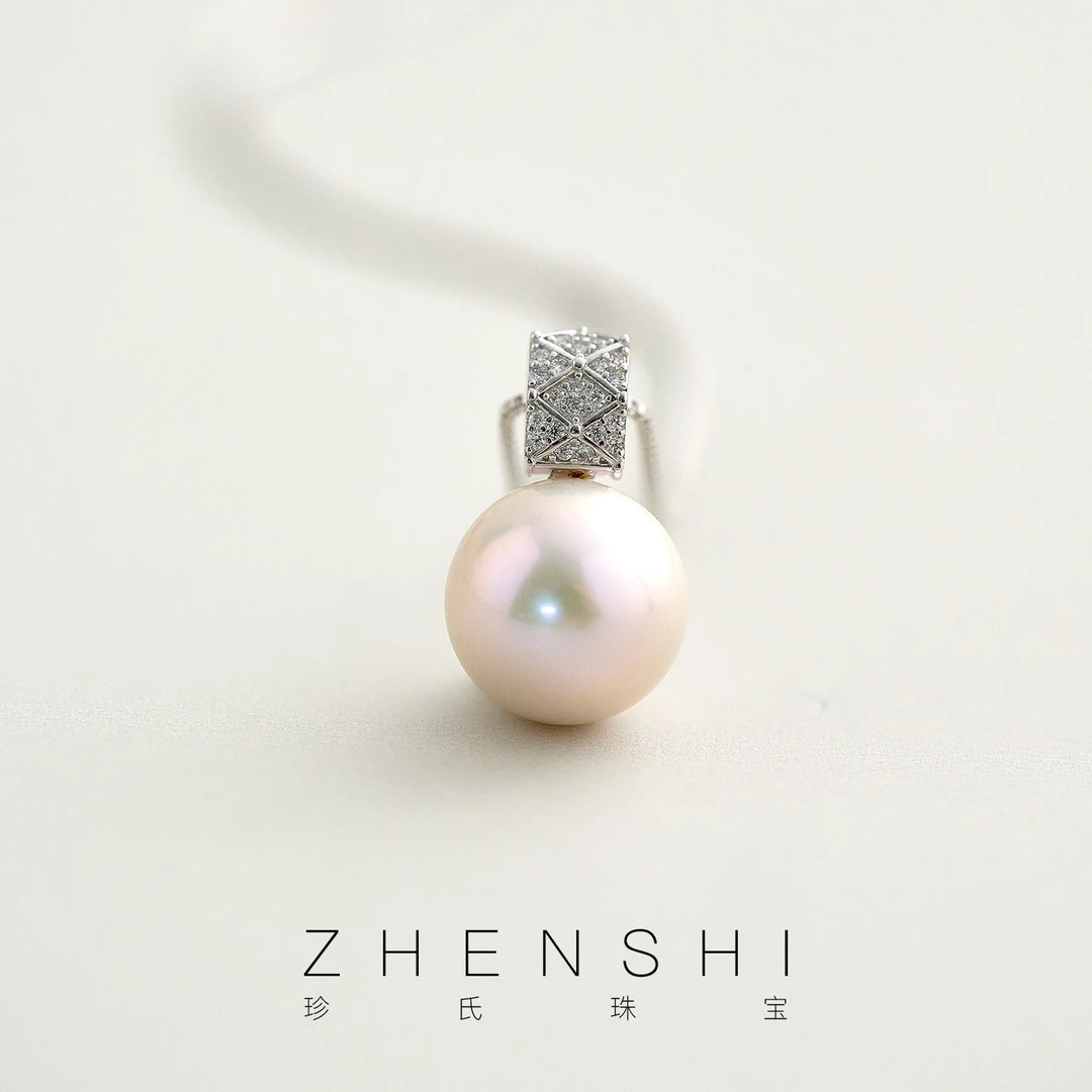 珍氏珠宝天然淡水珍珠吊坠女 正圆强光轻奢高级感项链颈链（伴星）