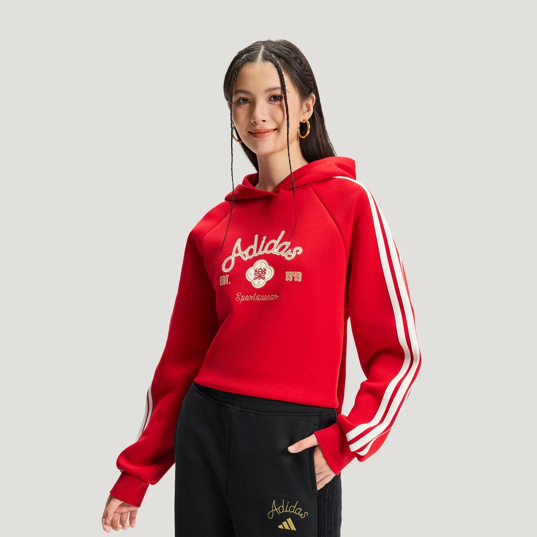 adidas/阿迪达斯新年款女子挺阔加厚休闲连帽套头衫 新品KH2694