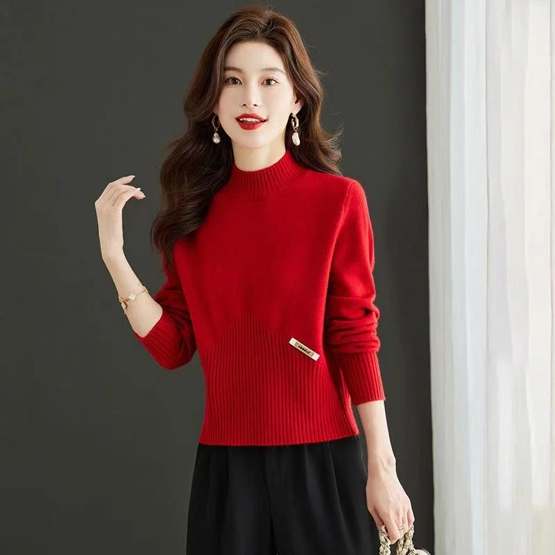 2026高端羊毛衫女短款红色毛衣女小个子秋冬2024新款爆款时尚