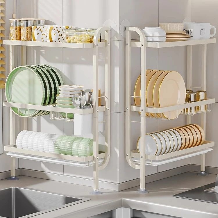 优勤厨房置物架水槽窄边沥水碗架免打孔家用放碗碟盘收纳洗碗架子