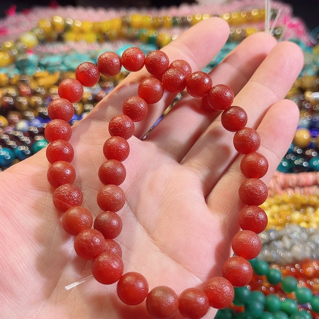 玛瑙/玉髓合金珠宝半成品红橘皮玛瑙一条10mm