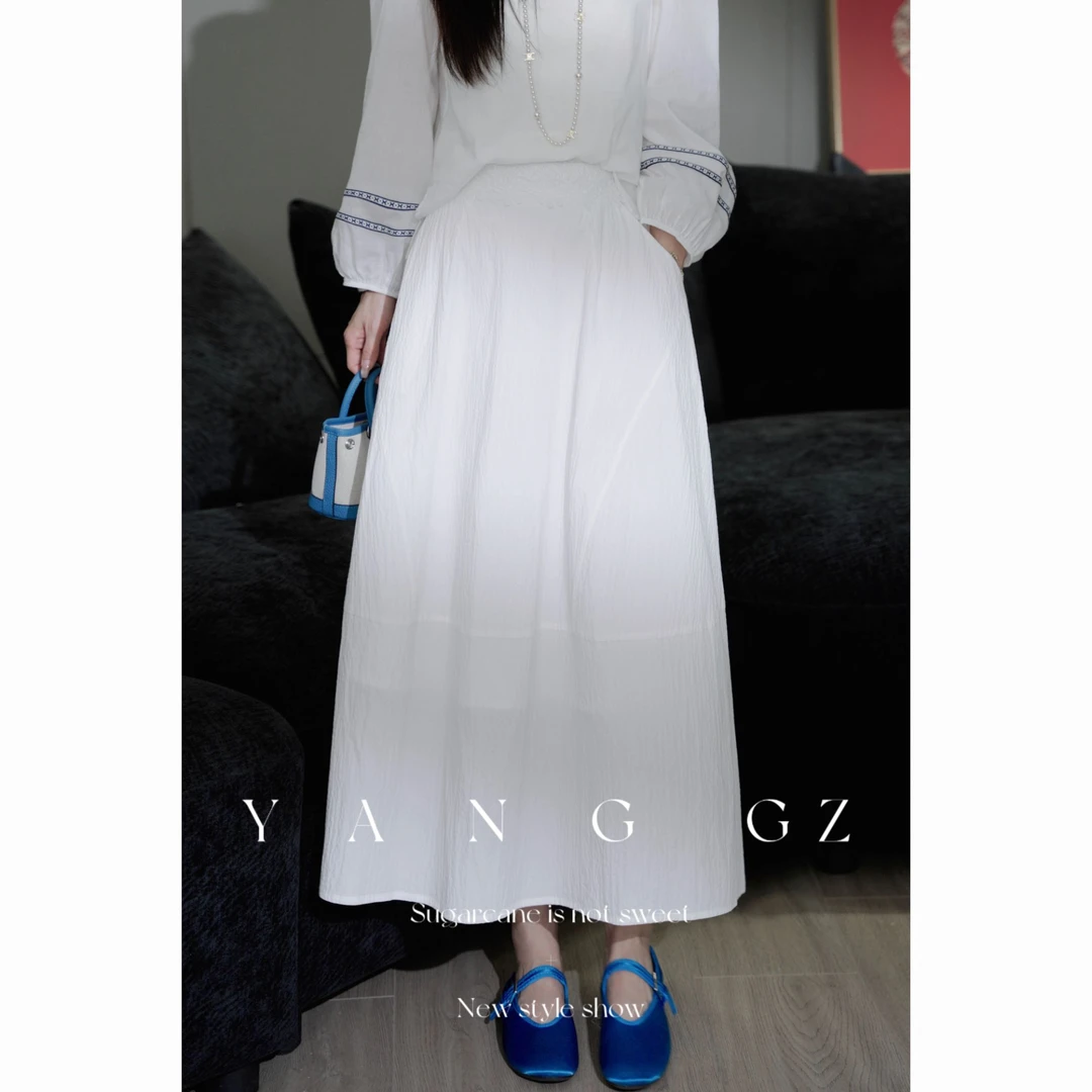 YANG GZ【春景熙熙】春夏新款白色a字摆半身裙  GZ5151SJ601077