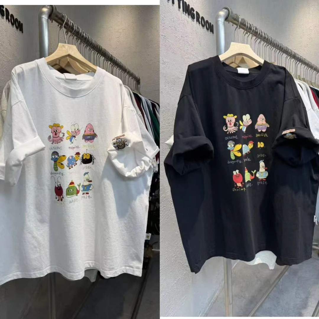 8307夏季新款韩版九宫格昆虫印花宽松休闲大版圆领短袖T恤女