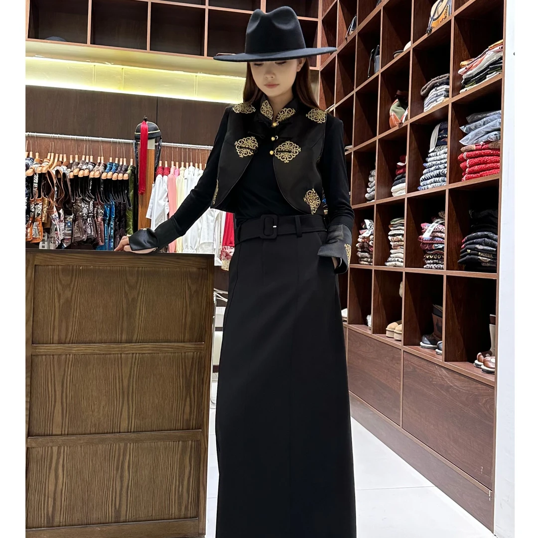 【卓日雅】民族风马甲打底衫改良蒙古服饰