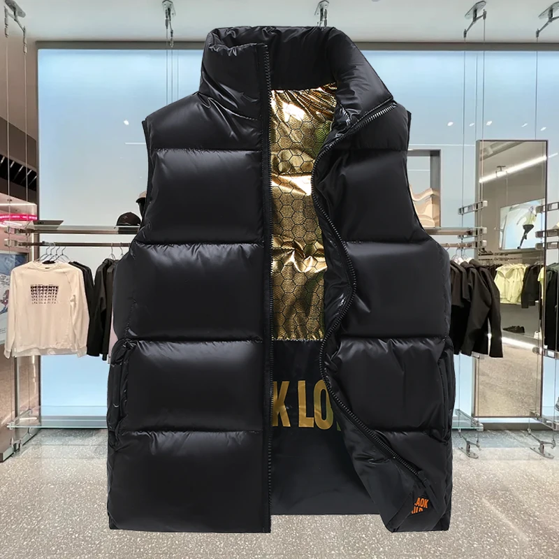 2025新款黑金棉马甲男加厚外穿时尚百搭流行韩版修身休闲背心外套