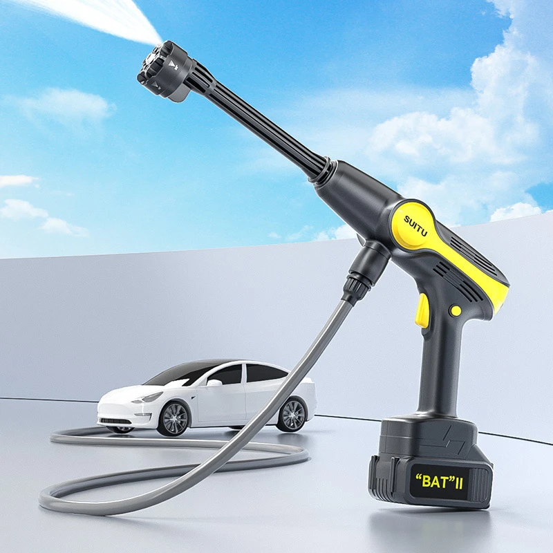 无线电动洗车机车用冲洗高压强力水枪家用锂电池充电洗车刷车机