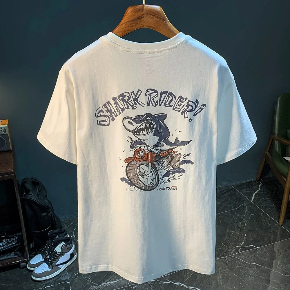 特大码300斤重磅短袖T恤男女装夏季宽松半袖体恤美式潮牌印花上衣