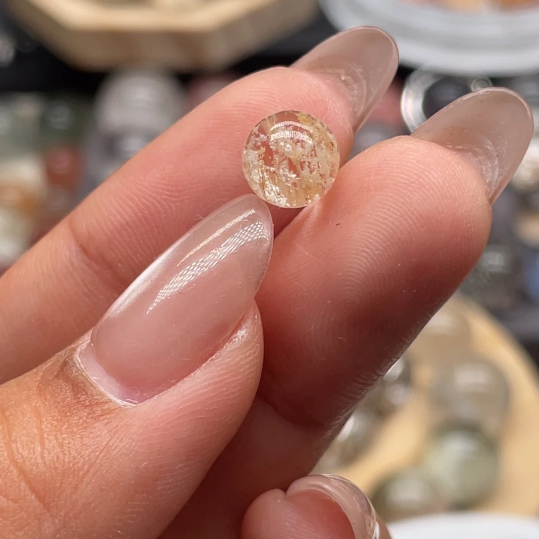 发晶珠宝半成品未镶嵌妖*雪霜发圆珠8.1mm