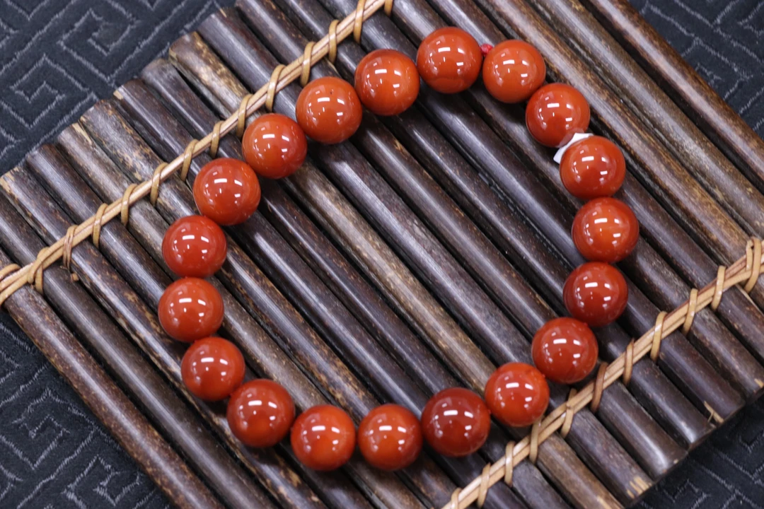 原矿无优化天然南红瓦西纯色玫瑰红单圈10mm左右