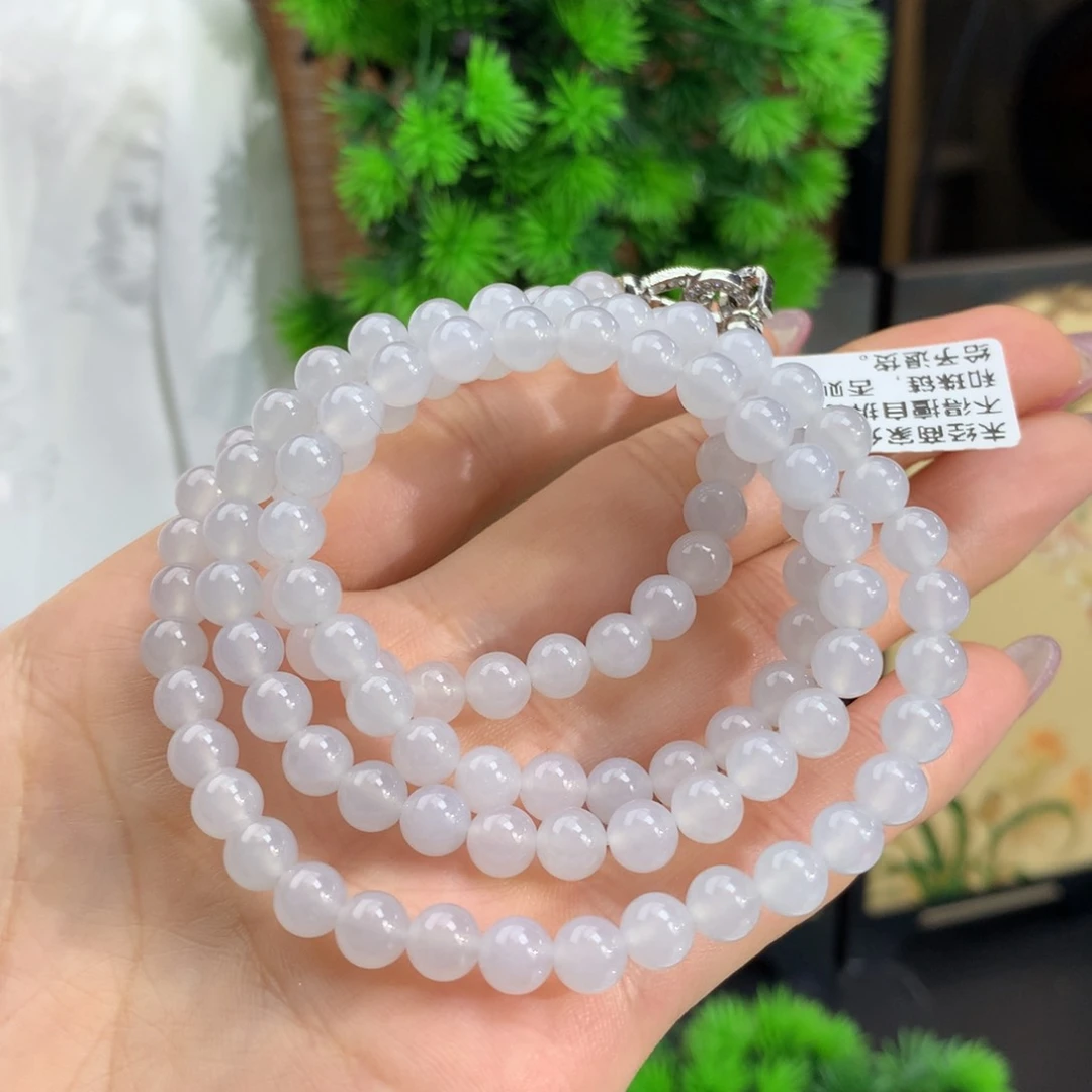 翡翠手链未镶嵌冰胶白月光项链卡6m m