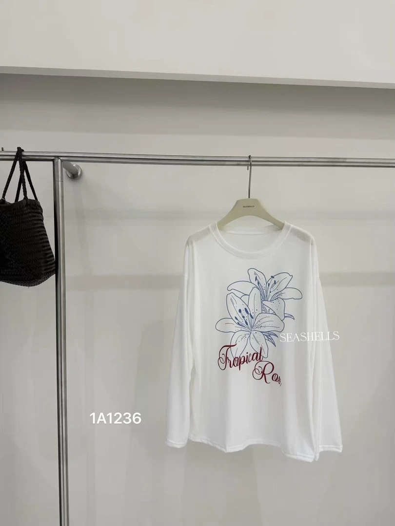 seashells（1236#）夏日氧气感！软糯好穿百合印花罩衫上衣～