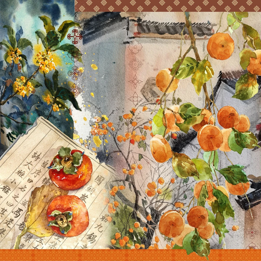 【万柿如意预售】中方巾阿俏花园原创设计师女士丝巾复古文艺百搭