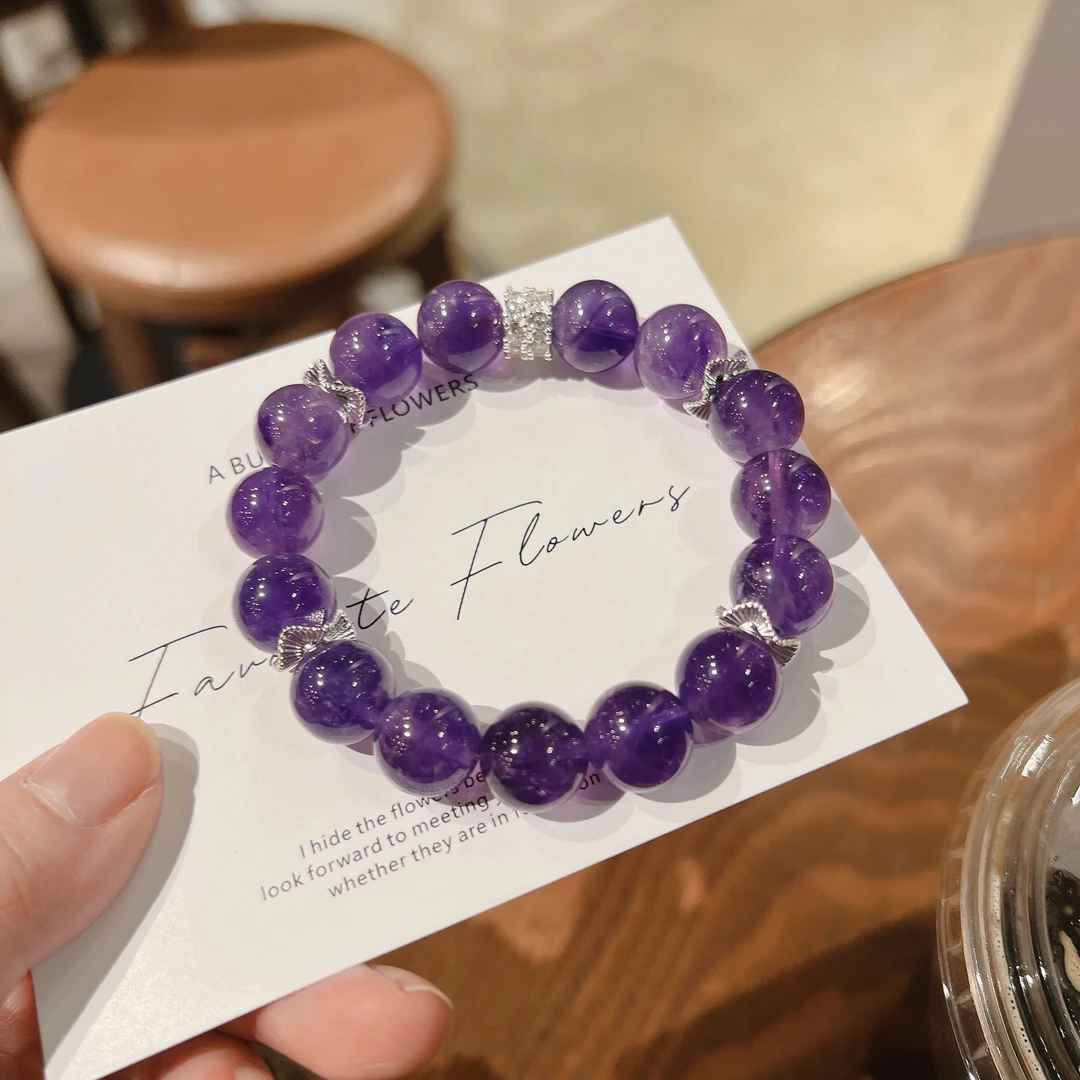 X420天然紫水晶大点位珠手链手串 多样性发一