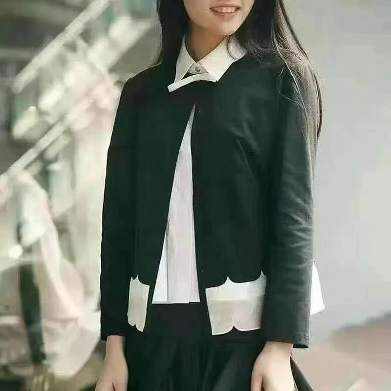 （不退换）400549黑白拼接百搭衬衫时尚休闲款女士春季