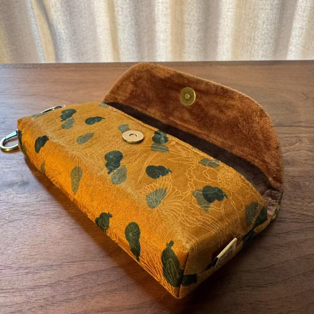 【静姐小院】福气满满香云纱眼镜袋尺寸：19*10*3cm（慢蓝S1632）