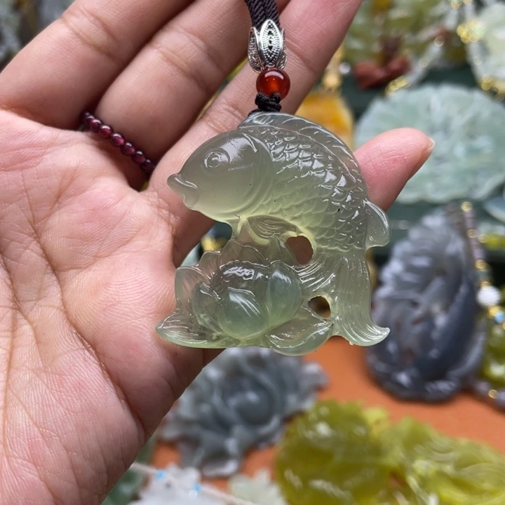 未镶嵌岫玉吊坠毛衣链锁骨链