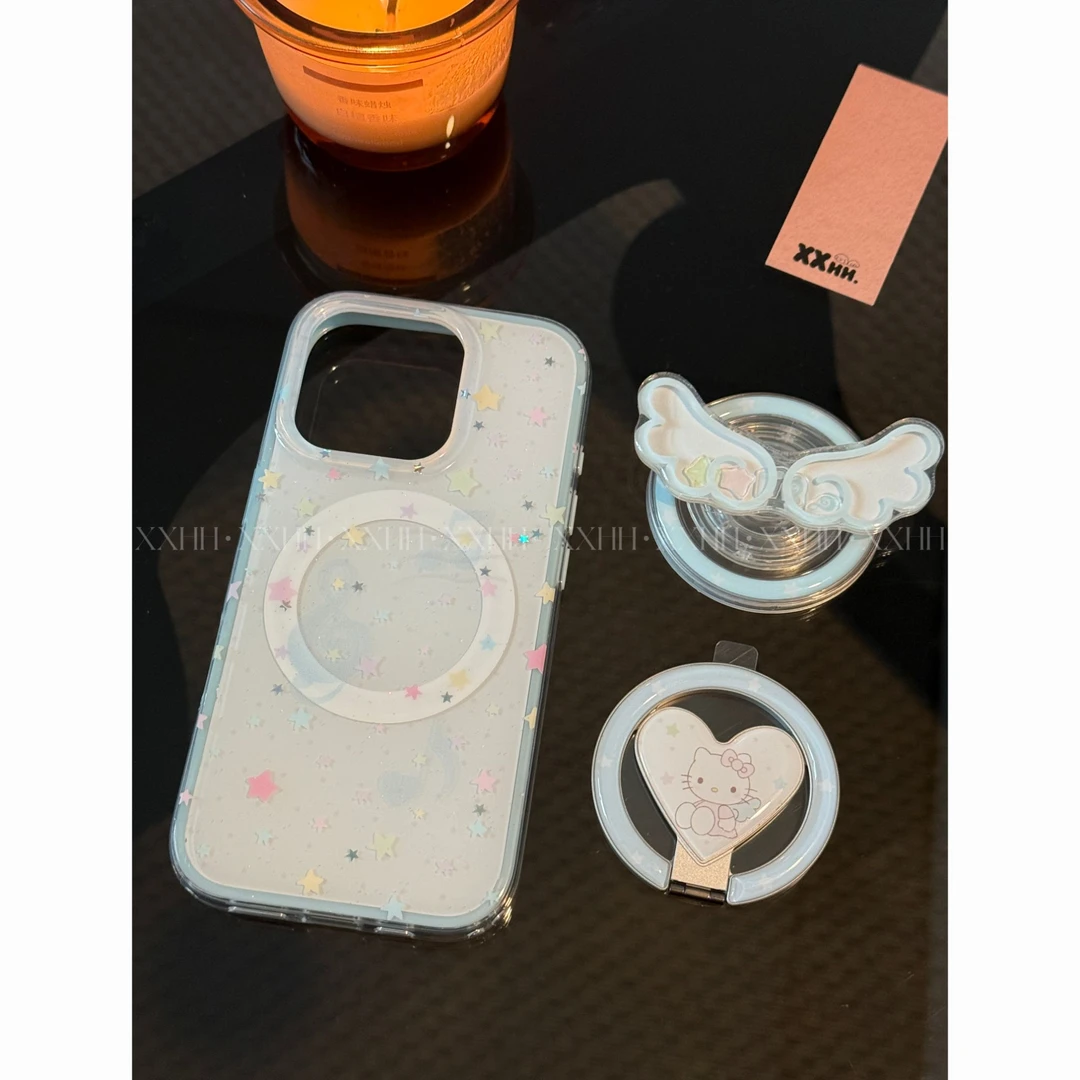 二合一星星音符翅膀磁吸支点支架苹果16pro/15pro/14手机保护壳