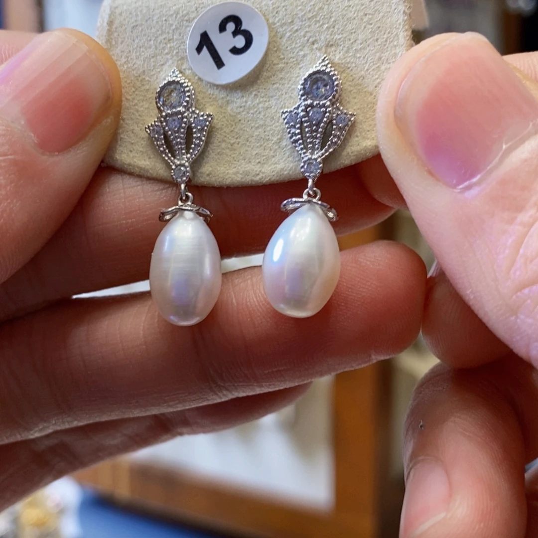 淡水珍珠耳饰银S925镶嵌