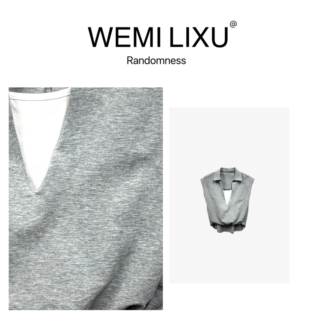 WEMI LIXU“维纳斯”夏季时尚百搭潮流女装翻领飞袖T恤清爽透气1159