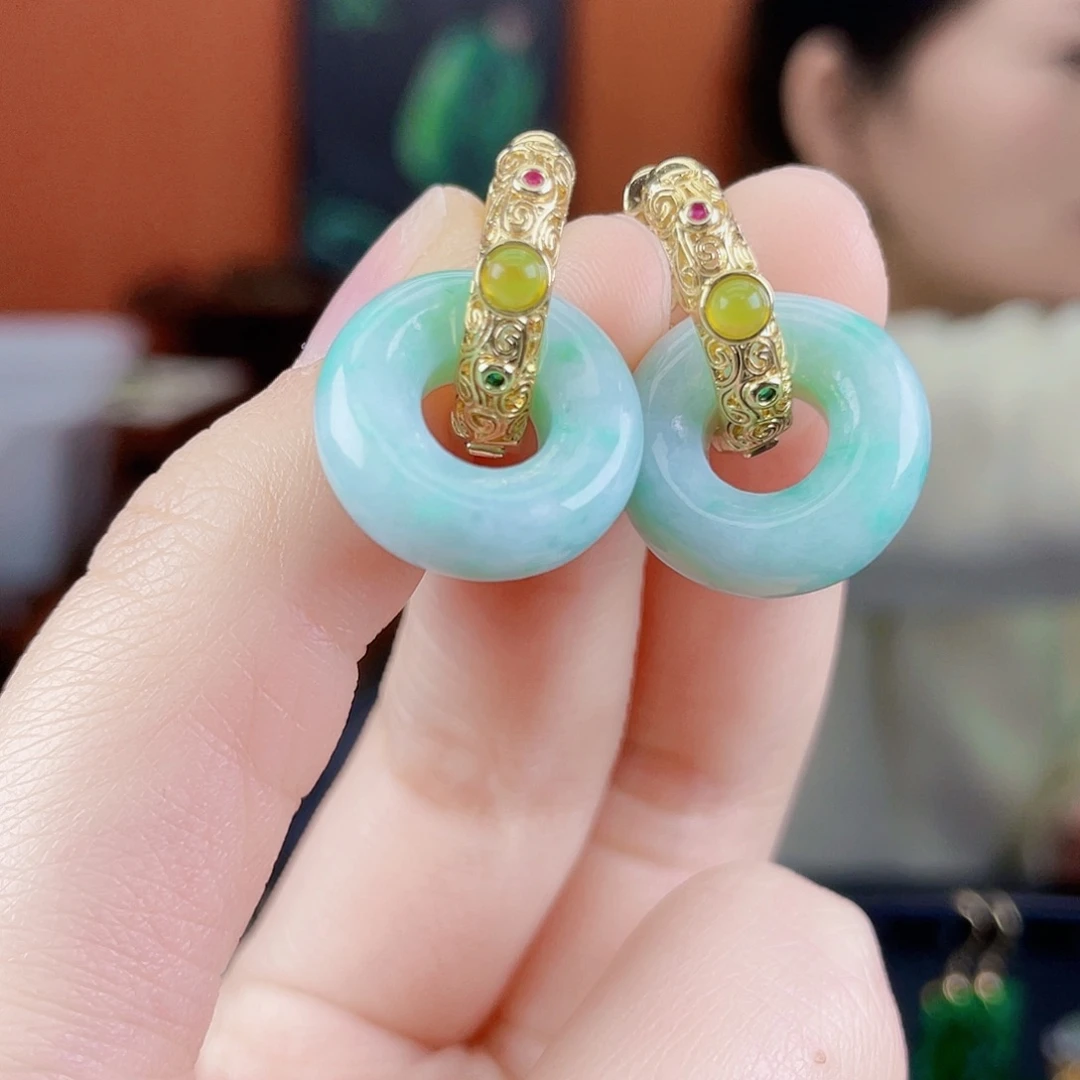 翡翠未镶嵌耳饰饰品