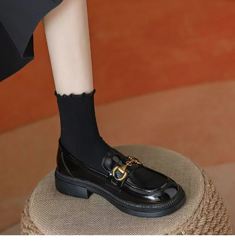 肥仔推荐 C 99-1 亮皮 时尚英伦风橡胶软底女士乐福鞋小皮鞋百搭