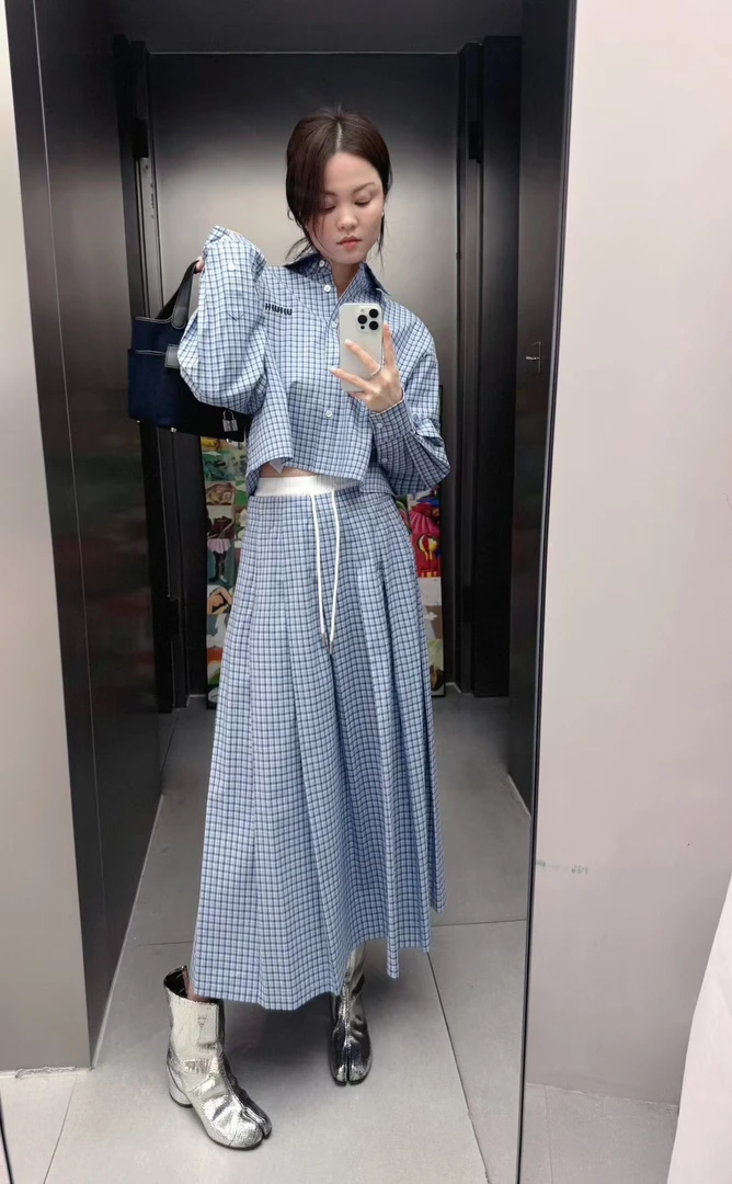 宽松洋气格子衬衫