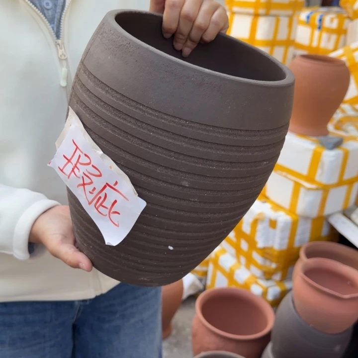 紫砂花盆口20高26宜兴紫砂瑕疵硌皮口失圆