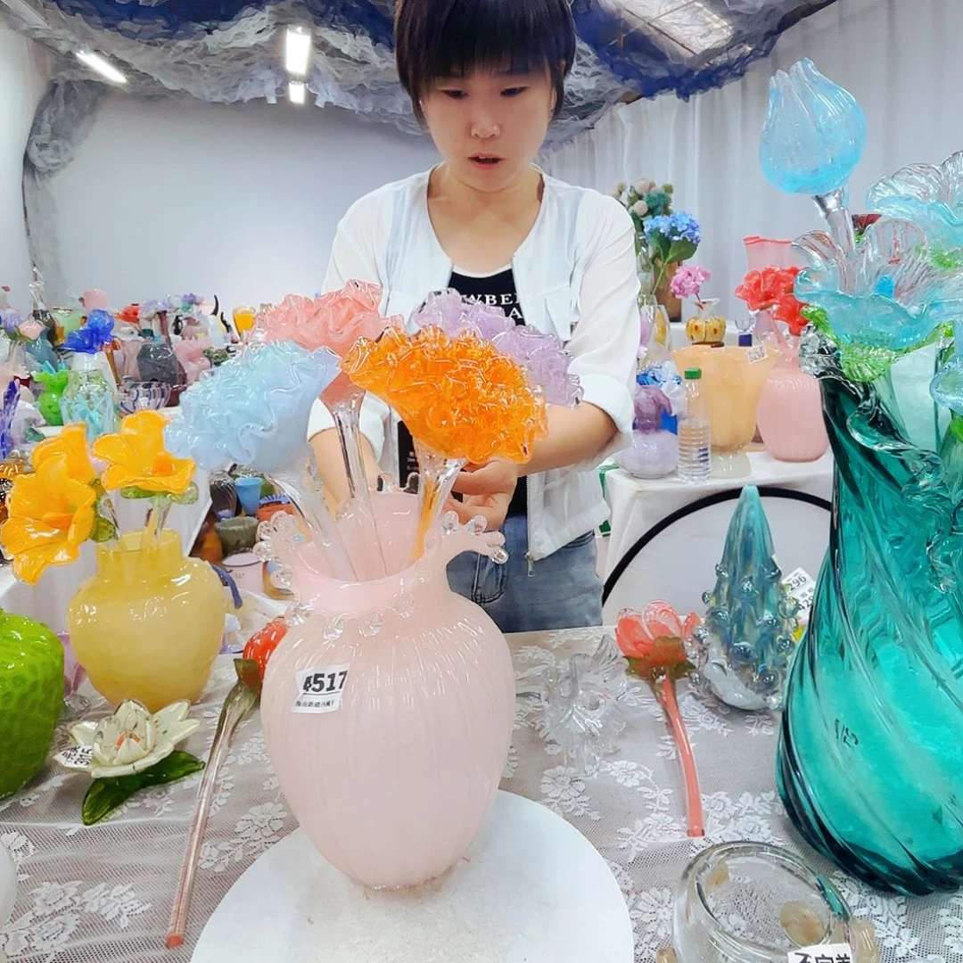 4花1瓶琉璃花瓶花器摆件艺术品