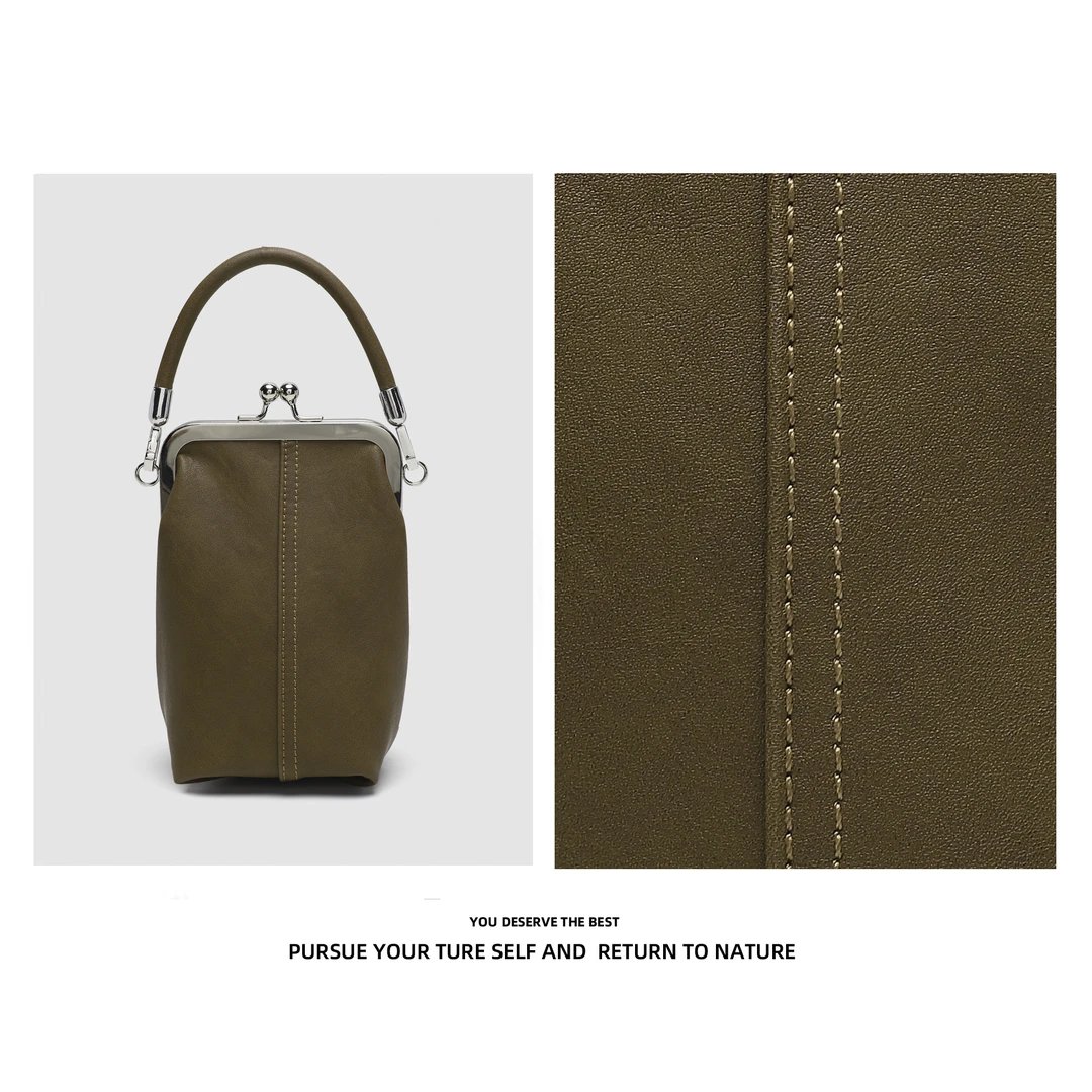 2025早春新款【棕绿色】独立设计师款时尚百搭单肩手提包
