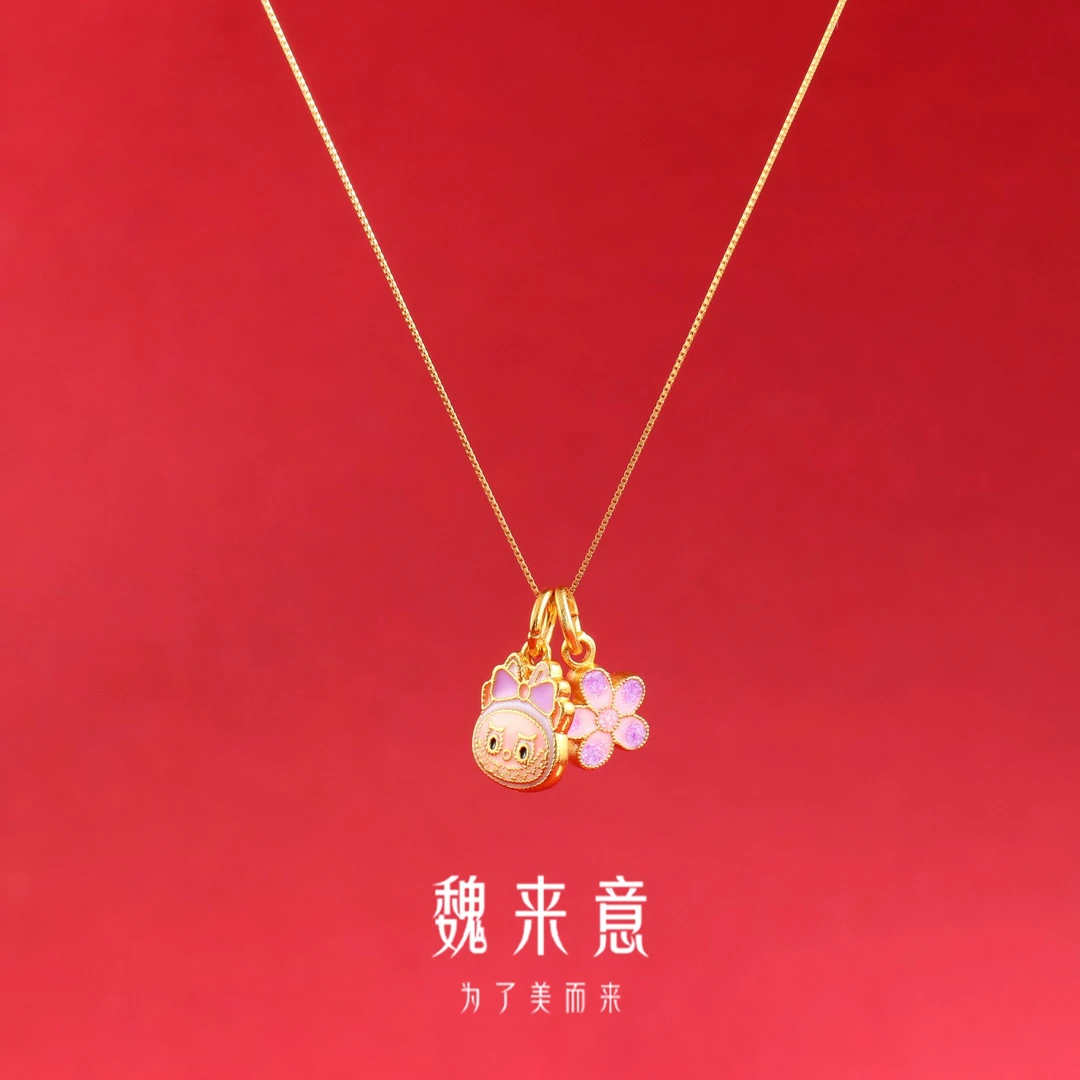 【魏来意】镀K金 拉木木吊花项链-9*11mm 9*9mm 45cm